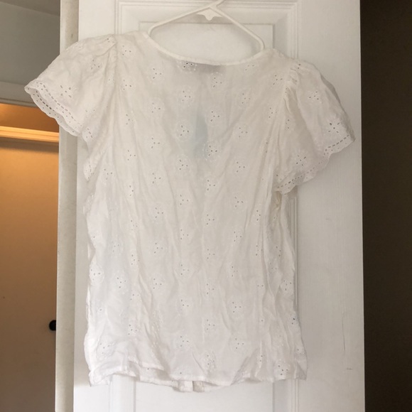 NWT LOFT White Eyelet Top - Picture 4 of 4